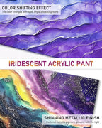 Nicpro Iridescent Black Acrylic Paint, 8.45oz / 250ml Large Bottle Black Metallic Acrylic Paint, Color Shifting & Non-Toxic Art Painting Supplies For Craft Canvas Fabric Rock Wood Ceramic Metal