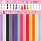 DOITEM 42 Yards 14 Pieces Coil Zippers Assorted Nylon Zipper with 56 Sliders, 14 Color for DIY Tailor Sewing Crafts