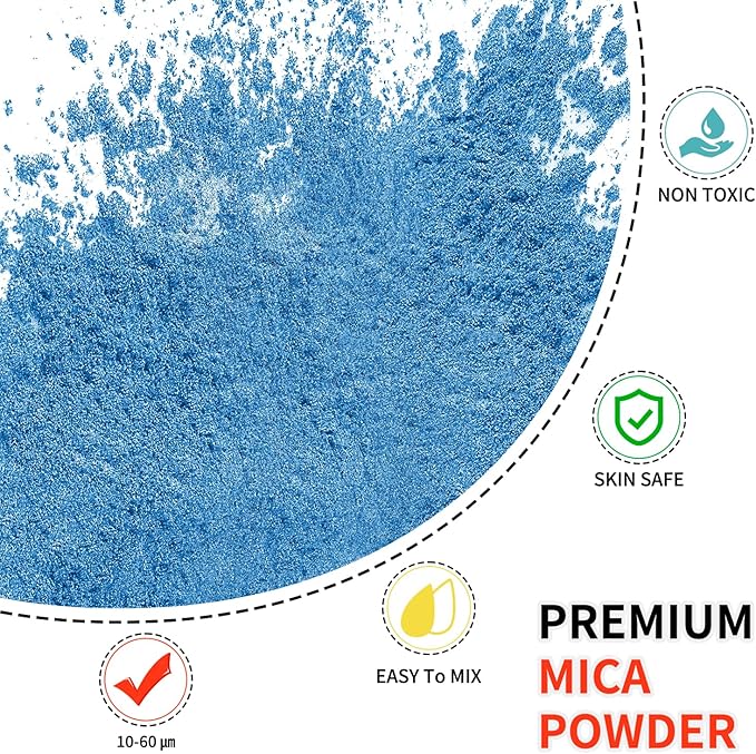 Mica Powder - 100g Mica Powder for Epoxy Resin - Metallic Color Pigment for Resin, Soap, Bath Bombs, Eye Shadow, Nails, DIY Crafting Projects etc. (Blue)
