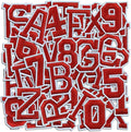 Letter and Number Iron On Patches, A-Z Alphabet and Numbers 0-9 Embroidery Applique Patch, DIY Decorative Heat Press Patches for Clothing Jeans Jackets Backpacks Hats (Red 72 Pcs)