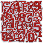 Letter and Number Iron On Patches, A-Z Alphabet and Numbers 0-9 Embroidery Applique Patch, DIY Decorative Heat Press Patches for Clothing Jeans Jackets Backpacks Hats (Red 72 Pcs)