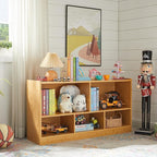 Kids Toy Storage Organizer, 5-Section Storage Cabinet for Organizing Books Toys, Wooden Bookshelf Daycare Furniture for School, Classroom Playroom, Nursery, Kindergarten (Natural)