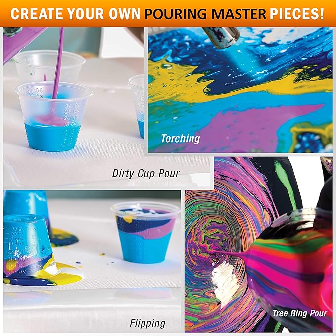 Pouring Masters Royal Blue Metallic Iridescent Pearl Ready to Pour Acrylic Pouring Paint - Premium 8-Ounce Pre-Mixed Fluid Acrylic Paint - Fluid Art Supplies for Canvas, Wood, Paper, Tile & Rocks