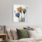 Empire Art Direct Frameless Free Floating Tempered Glass Panel Graphic Wall Art Ready to Hang, 24" x 24", Gentian Buddies, Multi-color Flower