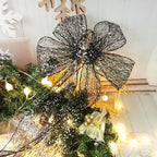 CT CRAFT LLC Sparkling Glitter Mesh Wired Ribbon 4" x 10 Yards Black for Christmas Home Decor Bow Gift Wrapping DIY Crafts Wreath