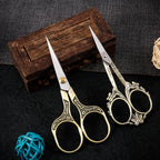 Artistic Vintage Craft Scissors Small 4.6 Inch Sharp Sewing & Embroidery Tool - Engraved Bronze Butterfly Handle, Silver Blade, Pink Polka Dot Case for Crochet, Fabric, Paper, DIY Crafts