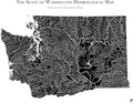 Muir Way Hydrological River Map of Washington - Watershed Topographic Wall Art for Home, Office, or Travel Decor - Unframed Flat Paper Print, 24x30