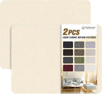 KING MOUNTAIN Fine Linen Fabric Patches, Self-Adhesive, 8x11 inch, 2 PCS, Multi Color, For Linen Sofa and Clothes Repair (Off White, 8" x 11" - 2PCS)