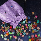 Large DND Dice Bag Leather Dice Storage Bag Purple D&D Drawstring Pouch with Pockets for RPG Table Games - Can Hold 200+ Polyhedral Dice
