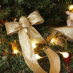CT CRAFT LLC Glitter Wired Ribbon 1.5" x 20 Yards Light Gold for Christmas Home Decor Bow Gift Wrapping DIY Crafts Wreath