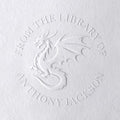 Dragon Book Embosser, Custom Round Library Book Embosser, Fantasty Fiction Dragon Ex Libris Embosser, Gift for Book Lover | Black or Pink Embosser (Dragon #1)