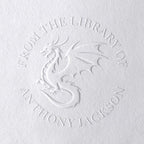 Dragon Book Embosser, Custom Round Library Book Embosser, Fantasty Fiction Dragon Ex Libris Embosser, Gift for Book Lover | Black or Pink Embosser (Dragon #1)
