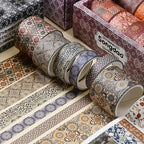 12 Rolls Exotic Charm Washi Tape Set Floral Arts Adhesive Tapes Geometric Garden Decorative Masking Tape Sets for Craft, Kids, Scrapbook, DIY, Gift Wrapping (Azure Serenity)
