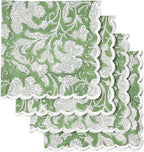 Ridhi Sage Green Hand Block Print Napkins 18" x 18" Set of 4 Reusable Cotton Dinner Napkins for Weddings, Parties & Everyday Dining, Thanksgiving, Christmas, Fall