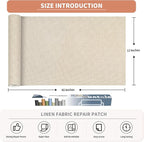 KING MOUNTAIN Coarse Linen Fabric Patches, Self-Adhesive, 12x40 Inch, Multi Color, For Sofa & Clothes Repair