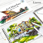 Dual Tip Alcohol Based Art Markers, Lineon 30 Colors Alcohol Marker Pens Perfect for Kids Adult Coloring Books Sketching and Card Making