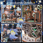 Cutefun 2Pcs Book Nook Kit, DIY 3D Wooden Puzzles for Adults and Teens, Bookends Decorative for Shelves Book Nook Kits for Adults, Bookshelf Decor Gifts for Friend (University of Miracle)