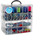 Bins & Things Clear 4-Tier Stackable Storage Containers with lids - 40 Adjustable Compartments for Craft Organizers - Storage box for Jewelry, beads, kids toys, makeup box and sewing supplies