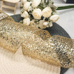 CT CRAFT LLC Sparkling Glitter Mesh Wired Ribbon 4" x 10 Yards Gold for Christmas Home Decor Bow Gift Wrapping DIY Crafts Wreath
