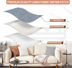 Fine Linen Repair Patches, Self-Adhesive Linen Fabric Patches, 12X40 inch Extra Size, Multi Color, Can be Used for Linen Sofa Repair and Linen Clothes Repair(12" x 40",Blue Grey)