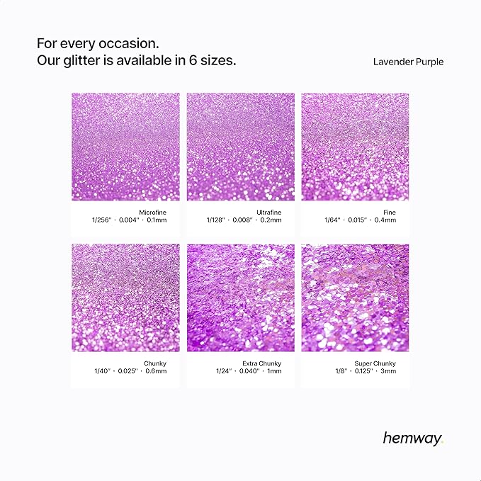 Hemway Polyurethane & Epoxy Resin Glitter 100g / 3.5oz Metallic Crystal Flake Additive for Flooring Jewelry Tumblers Glass Pigment - Microfine (1/256" 0.004" 0.1mm) - Lavender Purple