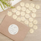 PONATIA Wax Seal Stickers - 50 Pcs Eucalyptus Self- Adhesive Wedding Invitation Seal Stickers, Perfect for Invitation Cards, Envelopes, Christmas, Gift Wrapping, Party (Champagne)