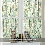 Finnez Window Privacy Film Window Film 3D No Glue Glass Sticker for Glass Door Home and Office Heat Control Anti UV (17.5 Inch x 13.1 Feet, Rainbow Grove)