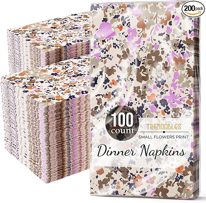 Trendables Floral Napkins for decoupage 100 Pcs 3 Ply floral paper napkins decorative Guest Towels Disposable Bathroom, Flower Design For Tea Party Decorations, Dinners & Weddings