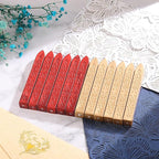 Yoption 12 Pcs Sealing Wax Sticks with Wicks for Wax Seal Stamp, Wedding Invitations, Gift Wrapping, Christmas (Metallic Red and Light Gold)