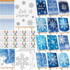 Zhanmai 12 Pack Pre Drawn Canvas for Painting Sip and Paint Kit 8" x 10" Paint Party Set Canvas Painting Pre Printed Canvases for Party Favor DIY Virtual Adult's Date Night(Winter Snowflake)