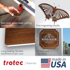 Trotec TroLase | 12"x24"x1/16", 4 Pcs | Pearwood/White | 2 Ply | Modified Acrylic | Laser Engraving Double Color Plastic Sheet | Engraving Blanks for Laser, Saw, Guillotine | Made in USA