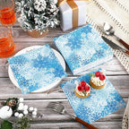 60 Pcs Winter Snowflake Cocktail Paper Napkins 6.5 x 6.5 Inches Disposable Paper Napkins Dessert Beverage Napkin for Decoupage Luncheon Napkin for Party Wedding Birthday Party