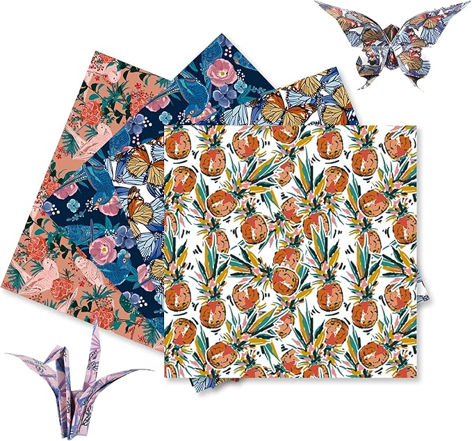 Origami Paper Kit 50 Sheets 6 Inch Square Double Sided Color 10 Vivid Colors for Hand Crafts Origami Paper Arts Creativity.Flowers and Birds