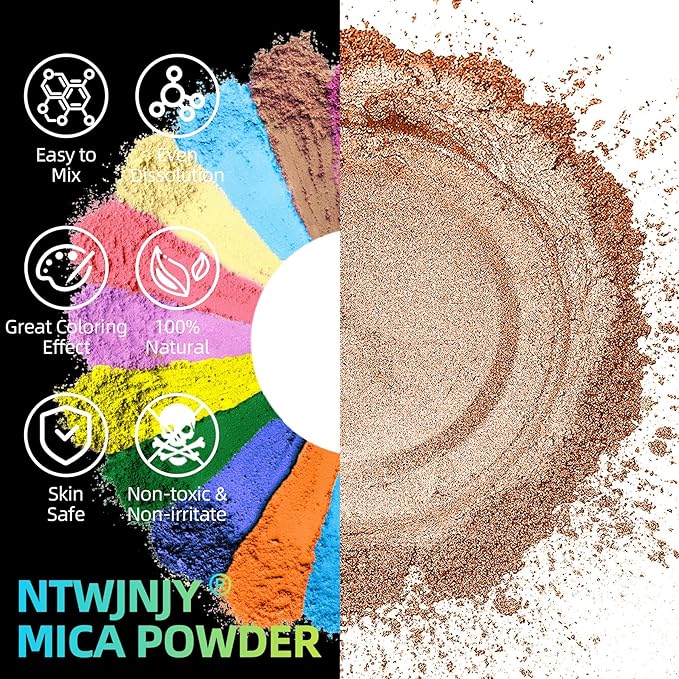 Bronze Colored Mica Powder for Epoxy Resin，Natural Shimmer Mica Powder Used for Coloring car Spray Paint, Candles, soap, Eye Shadow, Lip Gloss, Nail Polish(50g/1.7oz)