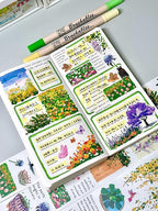 WT Spring Oasis Washi Tape Sticker Set, 3 Rolls, Original Designs, Nature-Inspired Floral Decorative Masking Tape, Wide Craft Tape, Bujo Planner Supplies, Adhesive Wrapping Tape, DIY Paper Tape