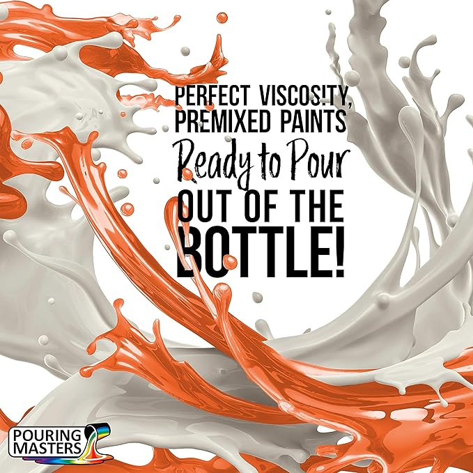 POURING MASTERS Citrus Orange Acrylic Ready to Pour Pouring Paint - Premium 8-Ounce Pre-Mixed Water-Based - for Canvas, Wood, Paper, Crafts, Tile, Rocks and More