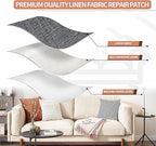 KING MOUNTAIN Fine Linen Fabric Patches, Self-Adhesive, 12x40 inch, Multi Color, For Linen Sofa and Clothes Repair (Dark Grey 3.0)