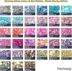 Hemway Mixed Polyurethane & Epoxy Resin Glitter Box (Pack of 54) | Metallic Flakes Shaker Set for Arts & Crafts | Assorted Colour Craft Supplies for Making Cards, Jewellery, Tumblers & Coasters