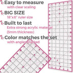 Rotary Cutter Set pink - Quilting Kit incl. 45mm Rotary Cutter, 5 Replacement Blades, A2 Cutting Mat, Acrylic Ruler and Craft Clips - Ideal for Crafting, Sewing, Patchworking, Crochet & Knitting