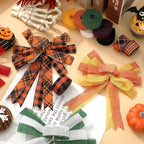 10 Rolls 50 Yard Halloween Plaid Burlap Ribbon Rolls 1 Inch Gift Wrapping Ribbon Decorative for DIY Crafts Wreath Bow Making Supplies Home Decor