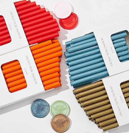 Wax Seal Sticks Bronze, ONWINPOR 20pcs Glue Gun Wax Sealing Sticks for Wax Seal Stamp, Bronze Gold Mini Wax Gun Sticks Suit to 0.28'' Glue Gun, Wedding Invitations, Envelope (Copper)