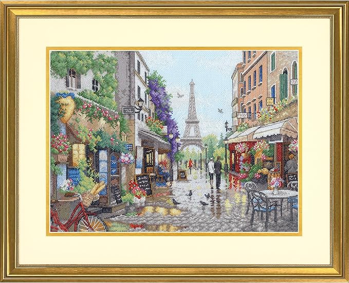 Dimensions Flowers for Sale Counted Cross Stitch Kit, 9" x 12", 14 Cnt. Light Blue Aida 5 Piece