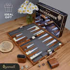 Large Backgammon Sets for Adults - Classic Board Games for 2 Players Adults and Kids - Premium Backgammon Set 15 inch Board and 32 Backgammon Pieces in Quality PU Leather Case - Gift for Man