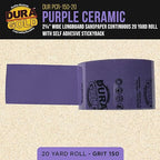 Dura-Gold Premium 150 Grit PSA Purple Film Ceramic Longboard Sandpaper, 2-3/4" Wide Continuous 20 Yard Roll - Self Adhesive Stickyback for Auto & Wood Air File Long Board Sanders, Hand Sanding Blocks