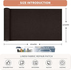 Fine Linen Repair Patches, Self-Adhesive Linen Fabric Patches, 12X40 inch Extra Size, Multi Color, Can be Used for Linen Sofa Repair and Linen Clothes Repair (12" x 40", Dark Brown)