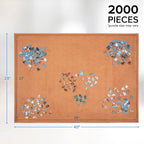 Jumbl 2000-Piece Puzzle Board with Sorting Trays | Lightweight, Portable Jigsaw Puzzle Assembly Tray with Non-Slip Felt Surface, Edged Border & Extra Large Workspace | Table Measures 27” x 39”