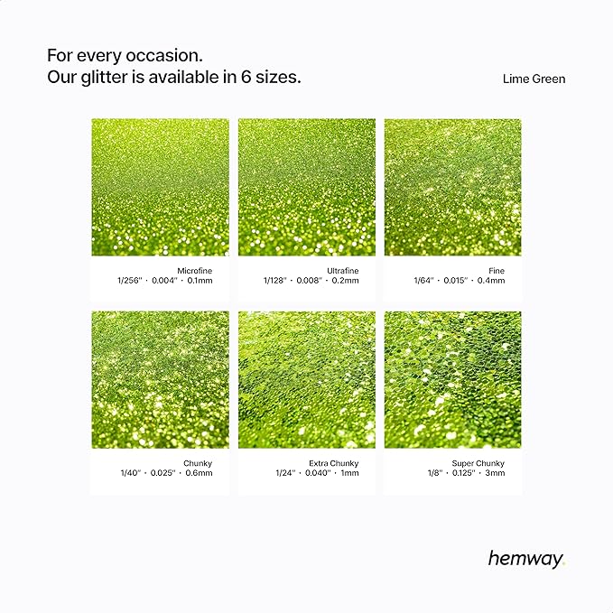 Hemway Polyurethane & Epoxy Resin Glitter 100g / 3.5oz Metallic Crystal Flake Additive for Flooring Jewelry Tumblers Glass Pigment - Microfine (1/256" 0.004" 0.1mm) - Lime Green