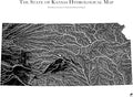 Muir Way Hydrological River Map of Kansas - Watershed Topographic Wall Art for Home, Office, or Travel Decor - Unframed Flat Paper Print, 24x30
