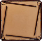 EMMA + OLIVER 33.5" Square Multipurpose Folding Card Table for 4 Players, Portable Square Folding Table with Padded Vinyl Top, Brown