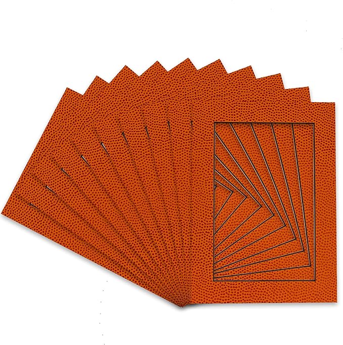Pack of TEN 8x10 Mats Bevel Cut for 6x8 Photos - Acid Free Basketball Texture Precut Matboards For Pictures, Photos, Framing - 4-ply Thickness